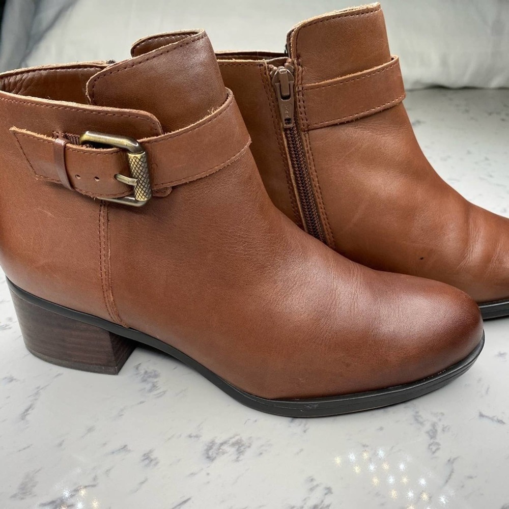 Naturalizer Brown Leather Buckle Ankle Booties with zipper Boots size 6 …NWOT - Picture 7 of 8